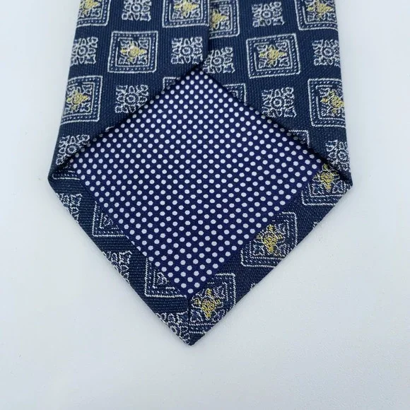 Eton Tie‎ Men One Size Blue Patterned Linen Classic Fit Professional Necktie NWT